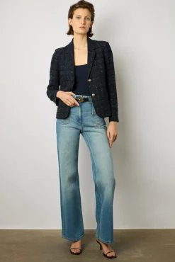 Blazer En Tweed A Carreaux Marine - Bellie<Gerard Darel Clearance