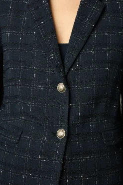 Blazer En Tweed A Carreaux Marine - Bellie<Gerard Darel Clearance