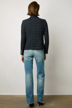 Blazer En Tweed A Carreaux Marine - Bellie<Gerard Darel Clearance