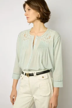 Blouse Brodee Bleu Ciel - Aaya<Gerard Darel Online
