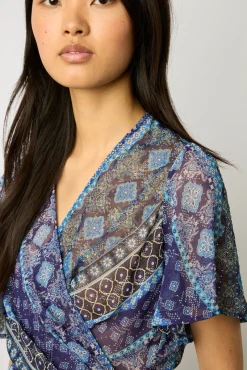 Blouse Cache-Coeur A Clous Indigo - Aritia<Gerard Darel Fashion