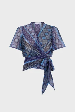Blouse Cache-Coeur A Clous Indigo - Aritia<Gerard Darel Fashion