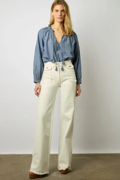 Blouse Chambray A Pompons Chambray - Adele<Gerard Darel New