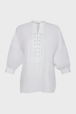 Blouse En Coton A Lacet Blanc - Alania<Gerard Darel Fashion