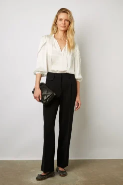 Blouse En Satin A Volants Blanc - Alexia<Gerard Darel Discount