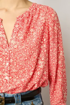 Blouse Fluide A Fleurs Corail - Antelona<Gerard Darel Discount