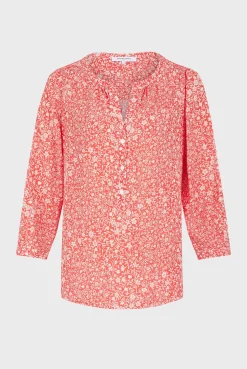 Blouse Fluide A Fleurs Corail - Antelona<Gerard Darel Discount