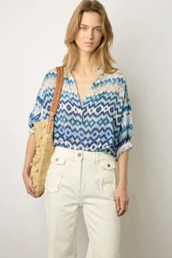 Blouse Fluide Imprimee Indigo - Aniella<Gerard Darel Fashion