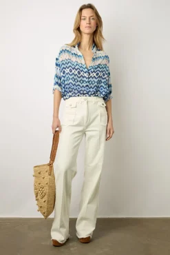 Blouse Fluide Imprimee Indigo - Aniella<Gerard Darel Fashion