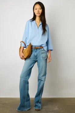 Blouse Rayee A Col Chemise Nuage - Anelia<Gerard Darel Sale