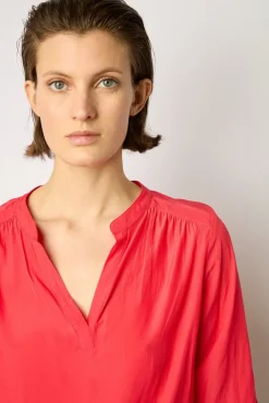 Blouse Satinee Froncee Corail - Angela<Gerard Darel Best