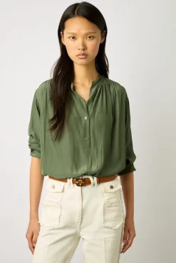 Blouse Unie Satinee Kaki - Alice<Gerard Darel Hot