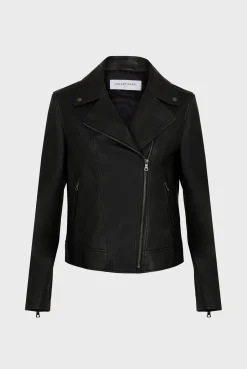 Blouson En Cuir Femme Noir Nadege<Gerard Darel Clearance