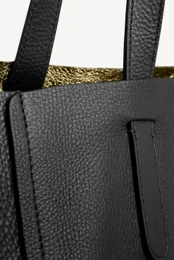 Cabas En Cuir Graine Noir/Or - Simple 2<Gerard Darel Online
