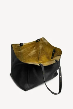 Cabas En Cuir Graine Noir/Or - Simple 2<Gerard Darel Online