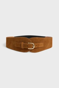 Ceinture Corset Cuir Velours Tabac - Olympe<Gerard Darel New