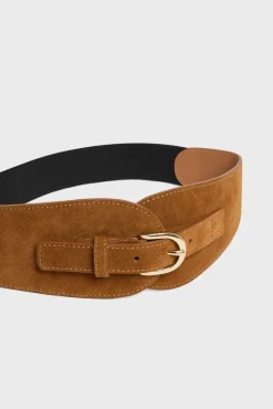 Ceinture Corset Cuir Velours Tabac - Olympe<Gerard Darel New