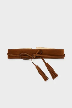 Ceinture Large En Cuir Velours Tabac - Orna<Gerard Darel Outlet
