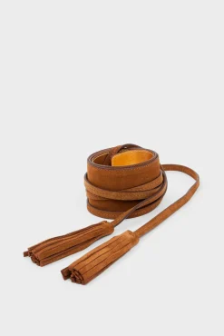 Ceinture Large En Cuir Velours Tabac - Orna<Gerard Darel Outlet