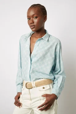 Chemise A Monogramme Bleu Ciel - Clyde<Gerard Darel Clearance