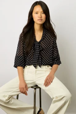 Chemise A Pois En Crepe Marine - Apolline<Gerard Darel Online