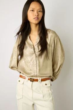 Chemise Fluide En Lurex Or - Alynn<Gerard Darel Best