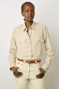 Chemise Militaire En Coton Sable - Acacia<Gerard Darel Discount