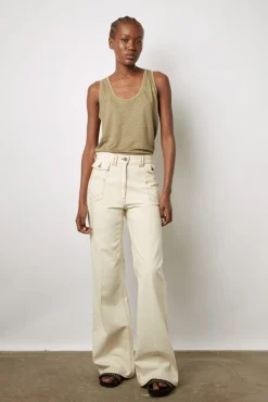 Debardeur En Lin Uni Vert Kaki - Margot<Gerard Darel New