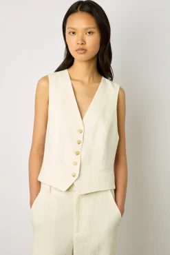 Gilet De Tailleur Uni Ecru - Brasia<Gerard Darel New