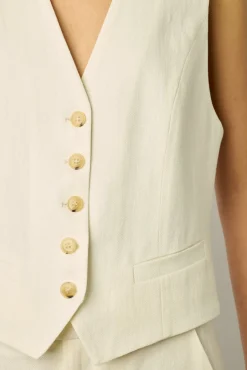 Gilet De Tailleur Uni Ecru - Brasia<Gerard Darel New