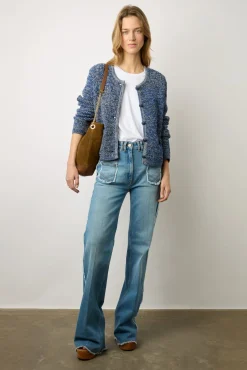 Gilet En Coton Tweed Marine - Liliana<Gerard Darel Outlet