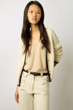 Gilet En Crochet Effet Tweed Ecru - Loeve<Gerard Darel Hot