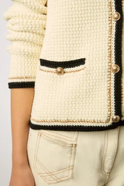 Gilet En Crochet Effet Tweed Ecru - Loeve<Gerard Darel Hot
