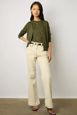 Gilet En Laine Merinos Kaki - Lyane<Gerard Darel Clearance