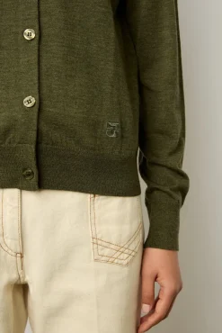 Gilet En Laine Merinos Kaki - Lyane<Gerard Darel Clearance