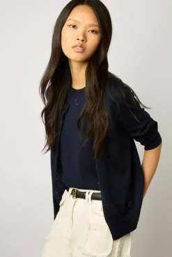 Gilet En Laine Merinos Marine - Lyane<Gerard Darel Hot