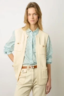 Gilet Long Sans Manche Ecru - Lizzie<Gerard Darel Outlet
