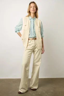 Gilet Long Sans Manche Ecru - Lizzie<Gerard Darel Outlet