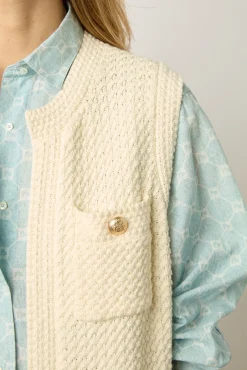 Gilet Long Sans Manche Ecru - Lizzie<Gerard Darel Outlet