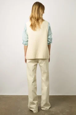 Gilet Long Sans Manche Ecru - Lizzie<Gerard Darel Outlet