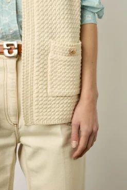 Gilet Long Sans Manche Ecru - Lizzie<Gerard Darel Outlet
