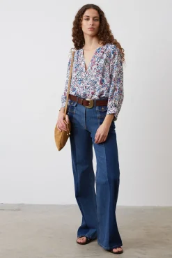 Jean Flare Bicolore Bleu - Anna<Gerard Darel Clearance