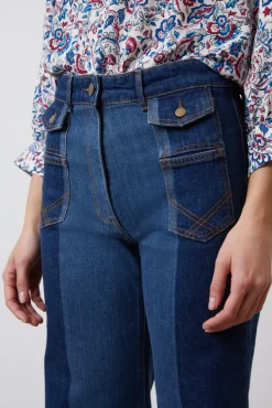 Jean Flare Bicolore Bleu - Anna<Gerard Darel Clearance