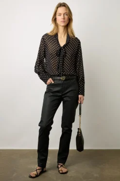 Jean Slim En Coton Enduit Marine - Cindy<Gerard Darel Clearance