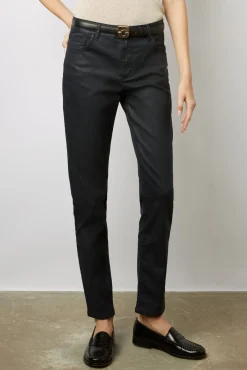 Jean Slim En Coton Enduit Marine - Cindy<Gerard Darel Clearance