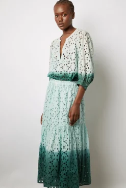 Jupe Broderie Tie & Dye Vert D'Eau - Derine<Gerard Darel Discount