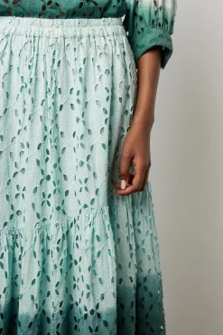 Jupe Broderie Tie & Dye Vert D'Eau - Derine<Gerard Darel Discount