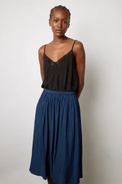 Jupe Courte En Satin Plisse Encre - Dinah<Gerard Darel Outlet