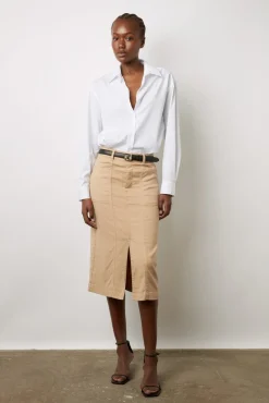 Jupe Droite En Lin Et Coton Sable - Dorys<Gerard Darel Outlet