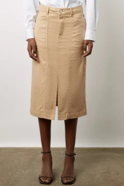 Jupe Droite En Lin Et Coton Sable - Dorys<Gerard Darel Outlet